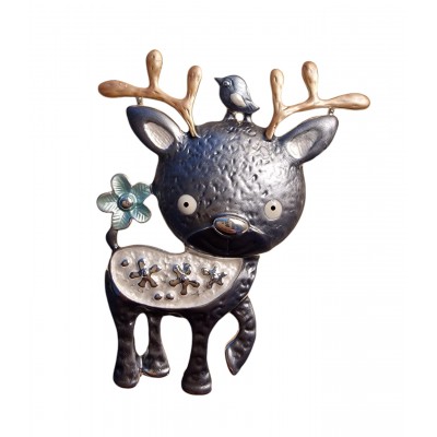 Magnetic Reindeer Scarf Brooch (Pewter)