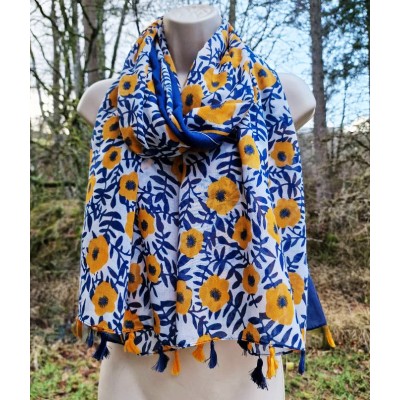 Tasselled Buttercups (Navy / Yellow)