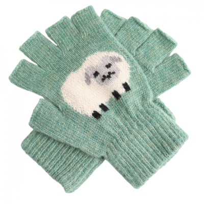 Wool Mix Fingerless Sheep Gloves (G053)