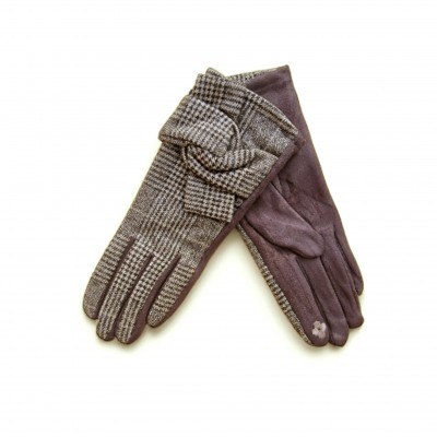Touch Screen Tweed Twisted Gloves G1931 (Brown)