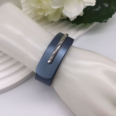 Leather Wrap Bracelet Blue NL005