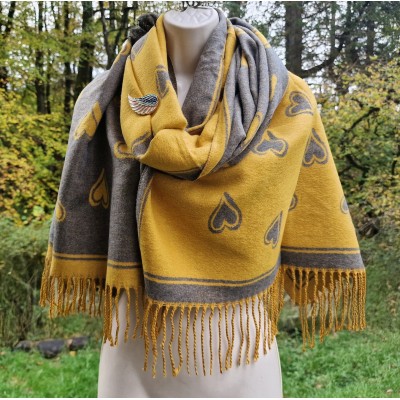 Cashmere Mix Reversible Hearts Wrap