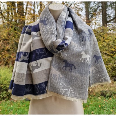 Mid Weight Reversible Horse Wrap (Navy / Grey)